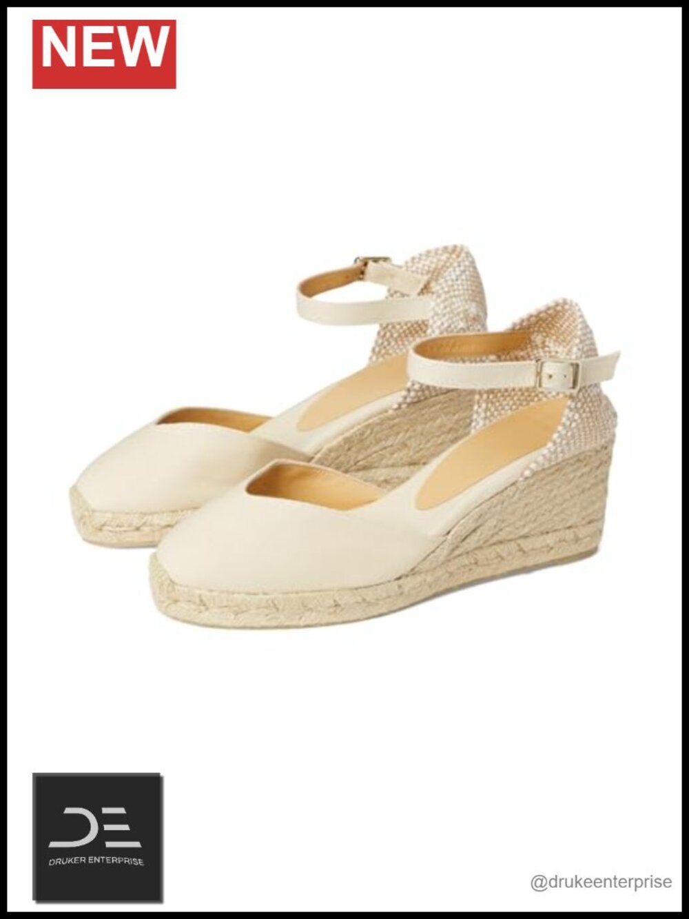 Espadrille Wedge Sandals with Ankle Strap Sheepskin Insole Block Heel